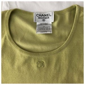 ✨Vintage CHANEL 1998 Collection CC Logo Green Knit Top Shirt Sweater